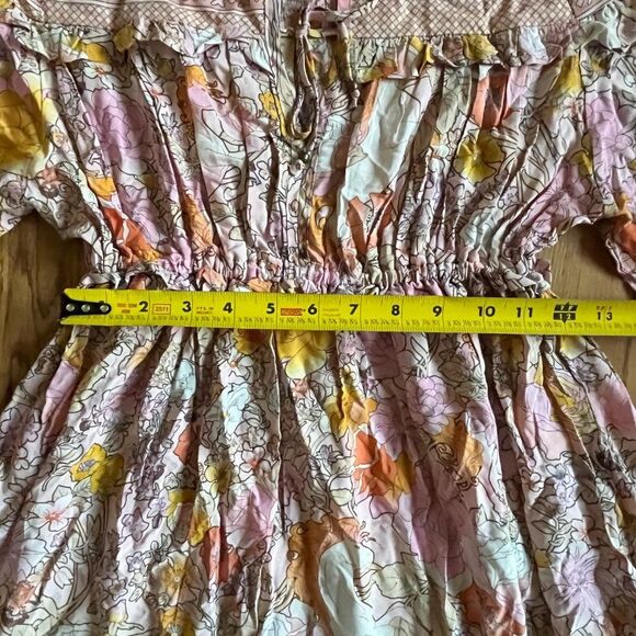 Lin Jia & Shop Long Sleeve Maxi Boho Floral Prairie Dress Women's Size Small - Picture 9 of 10